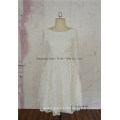 Long Sleeve France Style Real Photo Appliques Short Wedding Dress